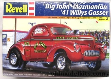 Revell 1/25 Big John Mazmanian 1941 Willys Gasser - with Photoetched Grill, 85-2350 plastic model kit